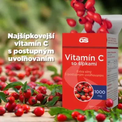 GS Vitamín C 1000 mg so šípkami 120 tabliet – Obrázok 3