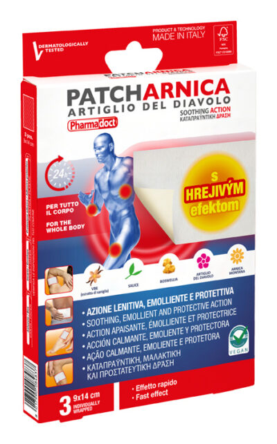 Pharmadoct PATCH ARNICA náplasti proti bolesti s hrejivým efektom 9 x 14 cm 3 ks