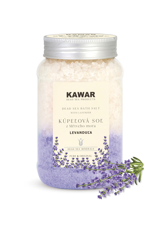 Kawar_Sol_500g_kupelova_s_vonou_levandule_8586020675630_i1 KAWAR Kúpeľová soľ z Mŕtveho mora LEVANDUĽA 500 g – Obrázok 1