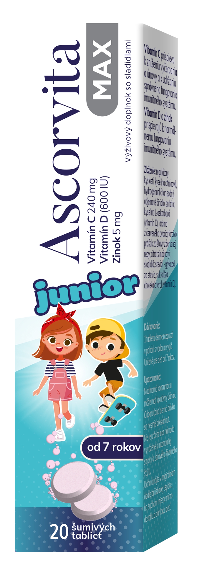 ASCORVITA MAX Junior šumivé tablety pre deti 20 ks – Obrázok 2