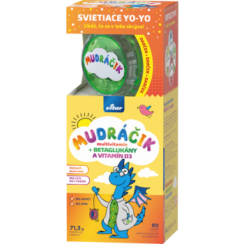 VITAR MUDRÁČIK multivitamín + betaglukány s vitamínom D3 60 tabliet, príchuť lesná zmes + darček: svietiace jojo – Obrázok 1