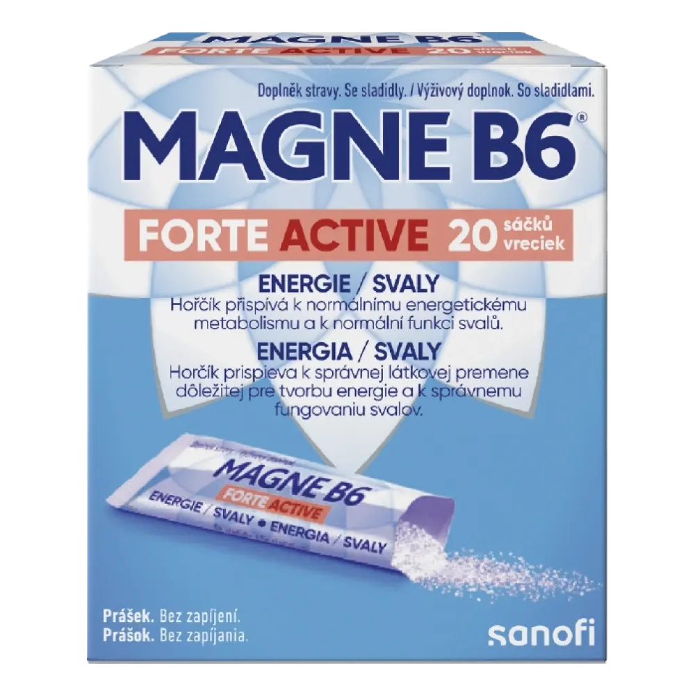 MAGNE B6 FORTE ACTIVE prášok vo vrecúškach (inov. 2024) 1x20 ks – Obrázok 1
