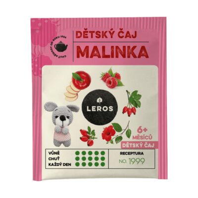 LEROS DETSKÝ ČAJ MALINKA nálevové vrecká (od 6+ mesiacov) 20 x 2 g – Obrázok 2