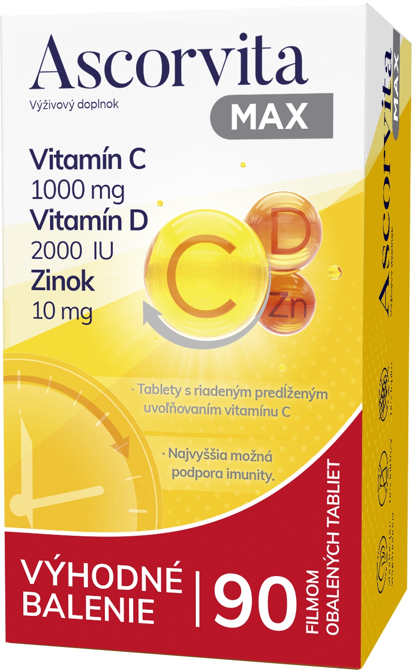 ASCORVITA MAX tbl vitamín C, D a zinok 90 tabliet – Obrázok 2