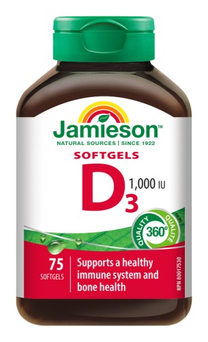Jamieson Vitamín D3 1000 IU 75 kapsúl