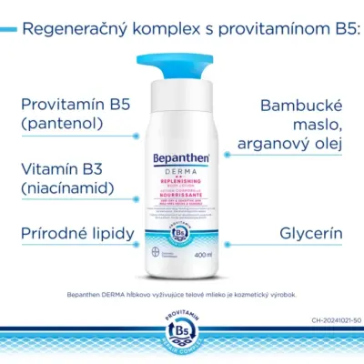Bepanthen DERMA REPLENISHING BODY LOTION hĺbkovo vyživujúce telové mlieko 400 ml – Obrázok 3