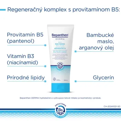 Bepanthen DERMA RESTORING BODY LOTION hydratačné a vyživujúce telové mlieko 200 ml – Obrázok 2