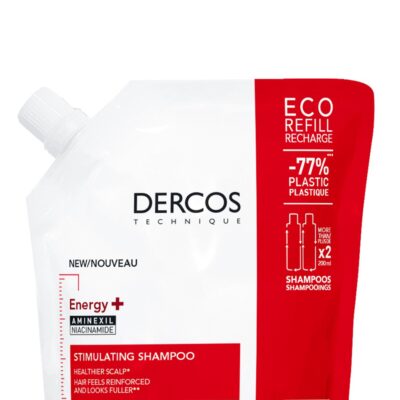 VICHY DERCOS ENERGY+ stimulujúci šampón, náhradná náplň 400 ml – Obrázok 2