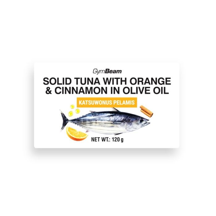 tuna-orange-cinnamon-mockup-23-05-2025-view4 Tuniak v olivovom oleji s pomarančom a škoricou - GymBeam – Obrázok 1