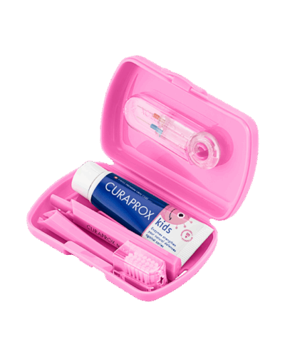 CURAPROX Detský cestovný set ružový – Obrázok 3