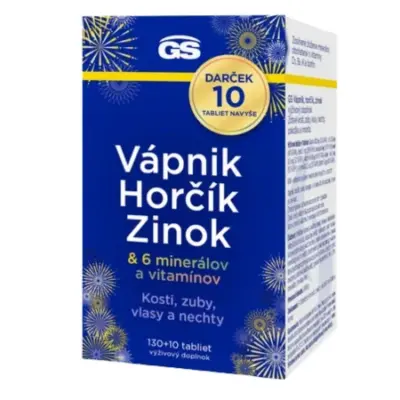 GS Vápnik, Horčík, Zinok + 6 minerálov a vitamínov, darčekové balenie 140 tabliet