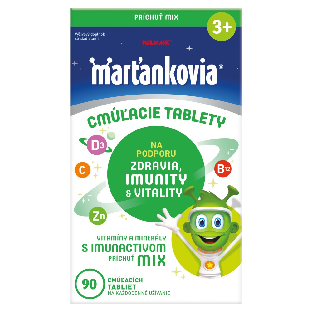 8596024002899_T1_Walmark_Marťankovia_Cmúľacie_tablety_vitamíny_a_minerály_s_imunactivom_90_cmúľacích_tabliet_101_7_g Marťankovia s Imunactivom 90 cmúľacích tabliet – Obrázok 1