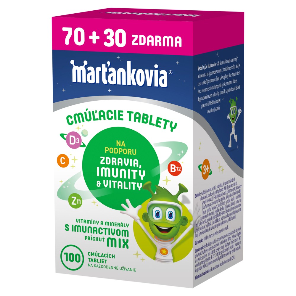 WALMARK Marťankovia s Imunactivom 70+30 cmúľacích tabliet – Obrázok 3