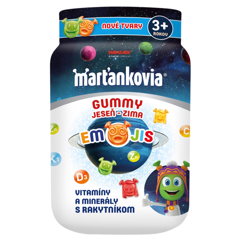 8596024026161_T1_Walmark_Marťankovia_Gummy_jeseň_zima_emojis_výživový_doplnok_50_želatínových_tabliet_225_0_g Marťankovia GUMMY EMOJIS 50 želatínových tabliet – Obrázok 1