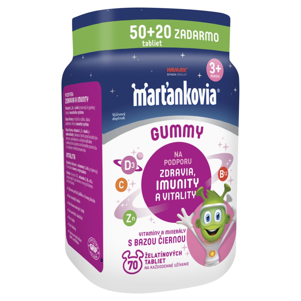 Marťankovia GUMMY s Bazou čiernou 70 želatínových tabliet – Obrázok 2