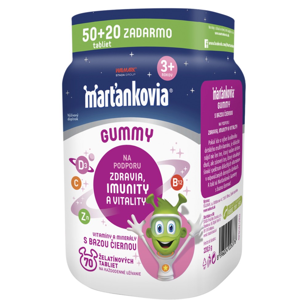 Marťankovia GUMMY s Bazou čiernou 70 želatínových tabliet – Obrázok 3