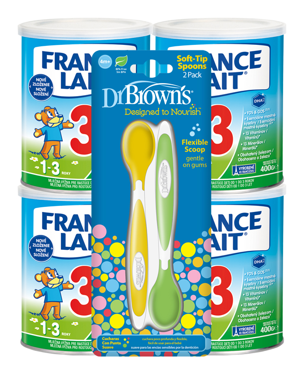 FRANCE LAIT 3 mliečna výživa 4x400 g + Dr. Browns lyžičky – Obrázok 1