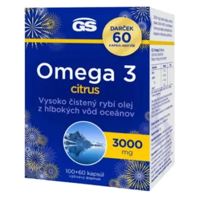 GS Omega 3 Citrus, darčekové balenie 160 kapsúl