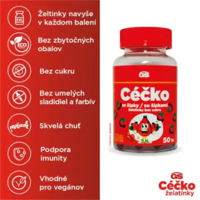 GS Céčko so šípkami želatínky bez cukru 50 ks – Obrázok 4