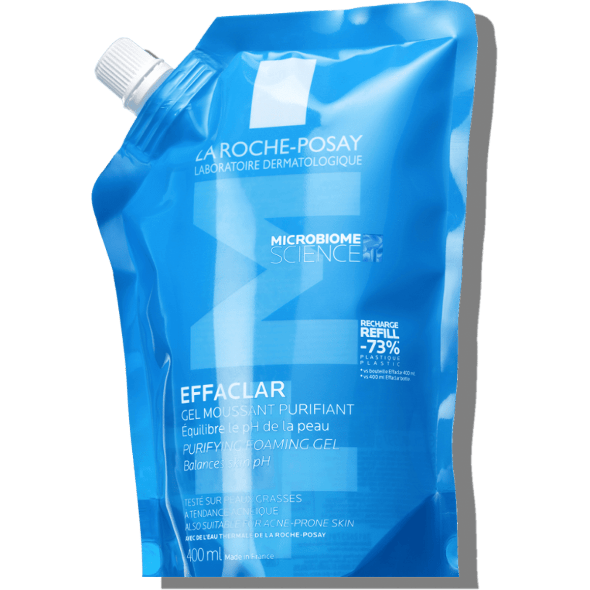 lrp-effaclar-refill-foaming-gel-m-pack-front LA ROCHE-POSAY EFFACLAR čistiaci penivý gél, náhradná náplň 400 ml – Obrázok 1