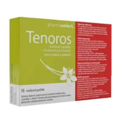 TENOROS pastilky na cmúľanie s pohánkou a zinkom, s citrónovou príchuťou 15 ks