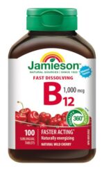 Jamieson Vitamín B12 1000 μg ČEREŠŇA 100 tabliet