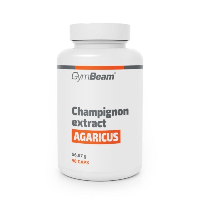 champignon_extract_90_caps_gymbeam_1 Šampiňón (Agaricus) extrakt s 20% polysacharidov a 10% beta-glukánov - GymBeam – Obrázok 1