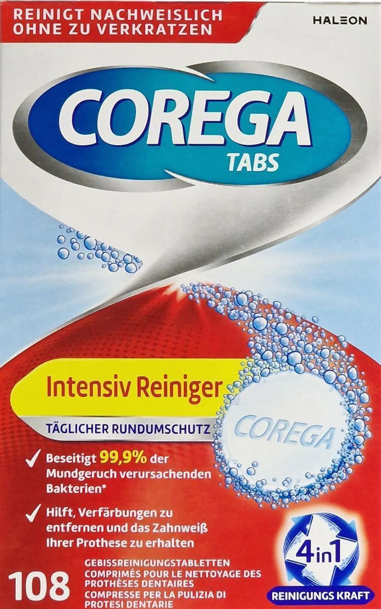 00c8060bd612e38049db117ecdc27942 COREGA TABS Intensiv Reiniger 108 ks – Obrázok 1