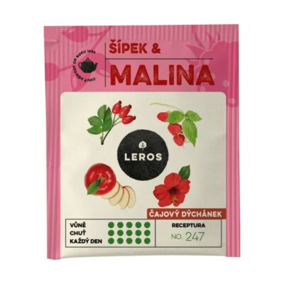 LEROS ČAJOVÁ CHVÍĽKA ŠÍPKA & MALINA ovocný čaj aromatizovaný, nálevové vrecká 20x2 g (40 g) – Obrázok 2