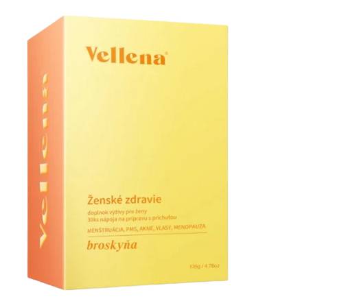 Vellena_Broskyna-removebg-preview Vellena Ženské zdravie, príchuť broskyňa 30 vrecúšok – Obrázok 1