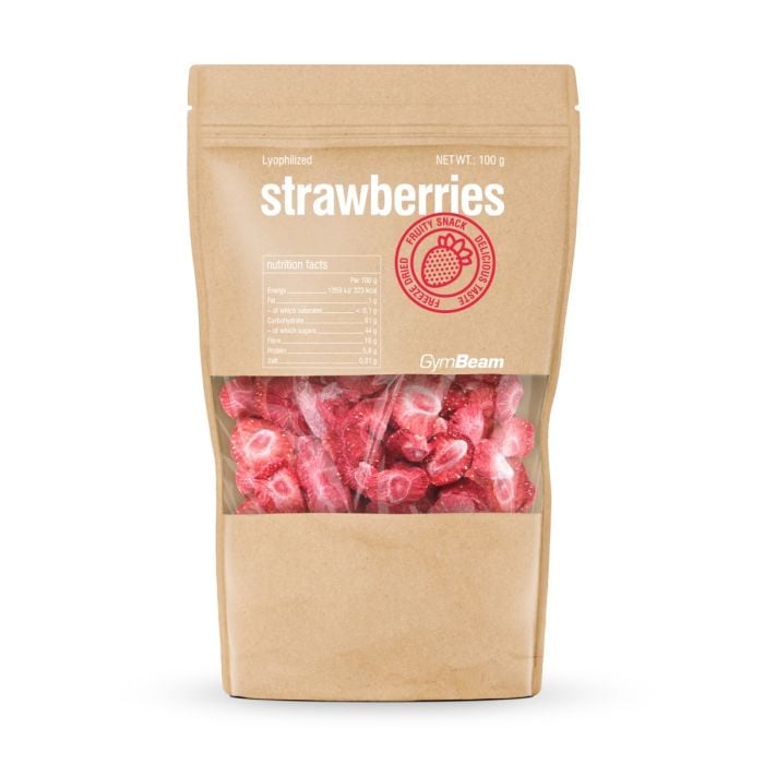 lyo_strawb_100g Lyofilizované jahody - GymBeam – Obrázok 1