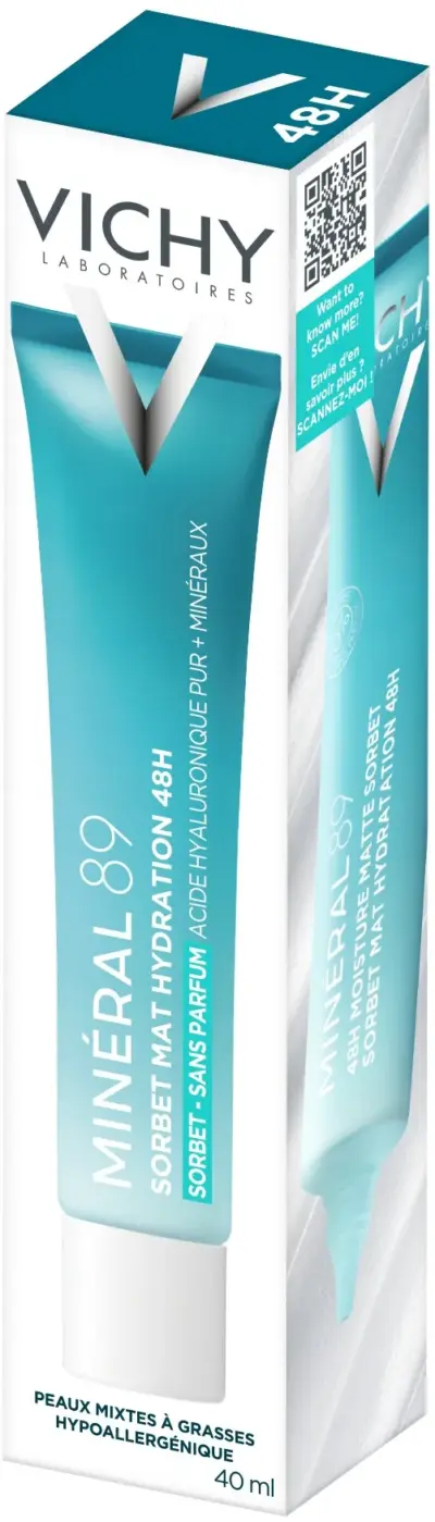 VICHY MINERAL 89 48H hydratačný zmatňujúci sorbet gél 40 ml – Obrázok 2