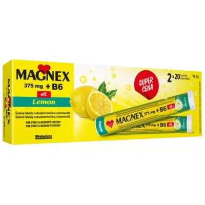 Vitabalans MAGNEX 375 mg + B6 Lemon 40 šumivých tabliet