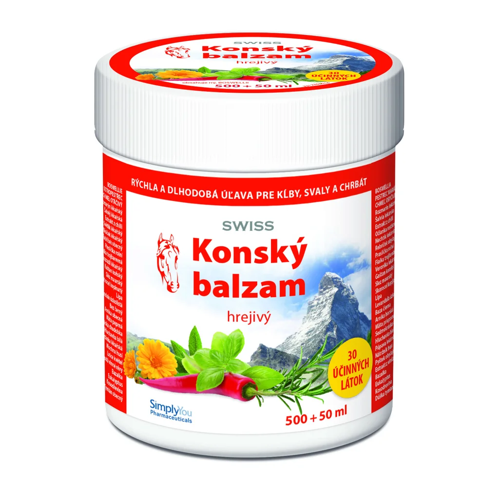 464_konsky-balzam-swiss-hrejivy-500-50-ml-sk SWISS KONSKÝ BALZAM hrejivý 550 ml – Obrázok 1