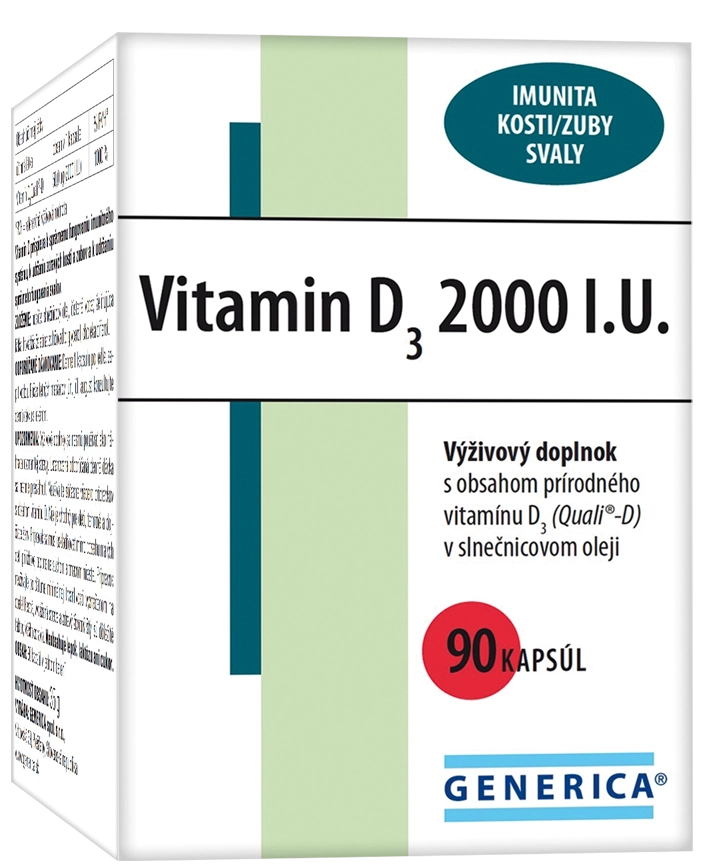 Vitamin-D3-2000IU-90cps GENERICA Vitamin D3 2000 I.U. 90 kapsúl – Obrázok 1