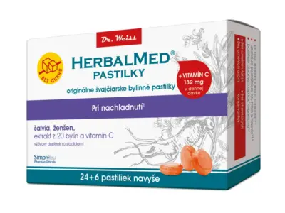HERBALMED PASTILKY pri prechladnutí BEZ CUKRU (šalvia, ženšen) 30 ks – Obrázok 2