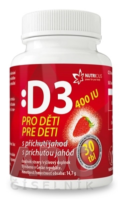 s25wyi0_400x400 NUTRICIUS Vitamín D3 pre deti 400 IU s príchuťou jahôd tbl 1x30 ks – Obrázok 1