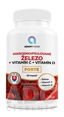 tkv79w0_400x400 ADAMPharm ŽELEZO + Vitamín C + Vitamín D FORTE cps (mikroenkapsulované Fe) 1x60 ks – Obrázok 1