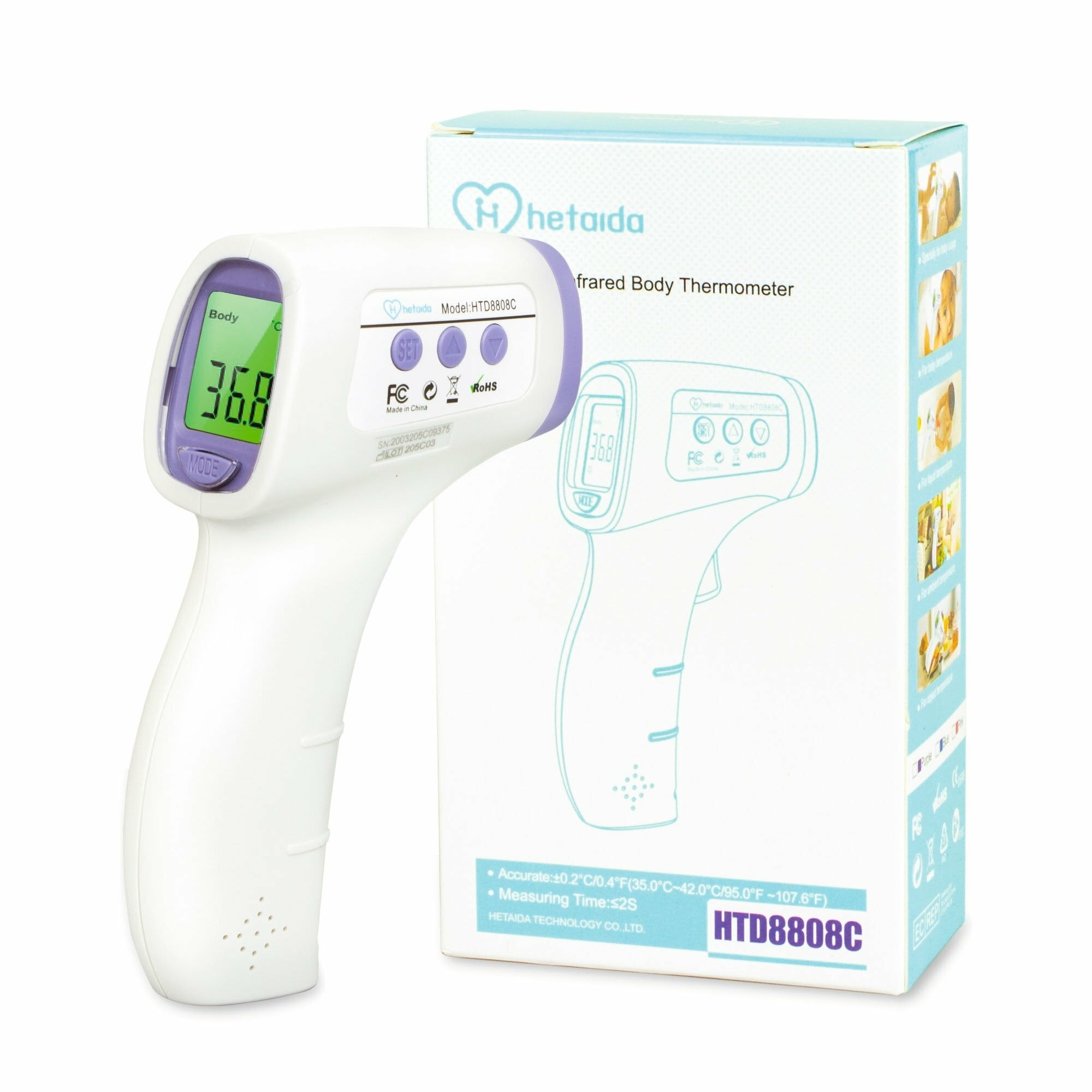 06c40eae6272977f3a03952e16142f92 HeTaiDa HTD8808C Bezdotykový teplomer, s meraním zo vzdialenosti 15 cm – Obrázok 1