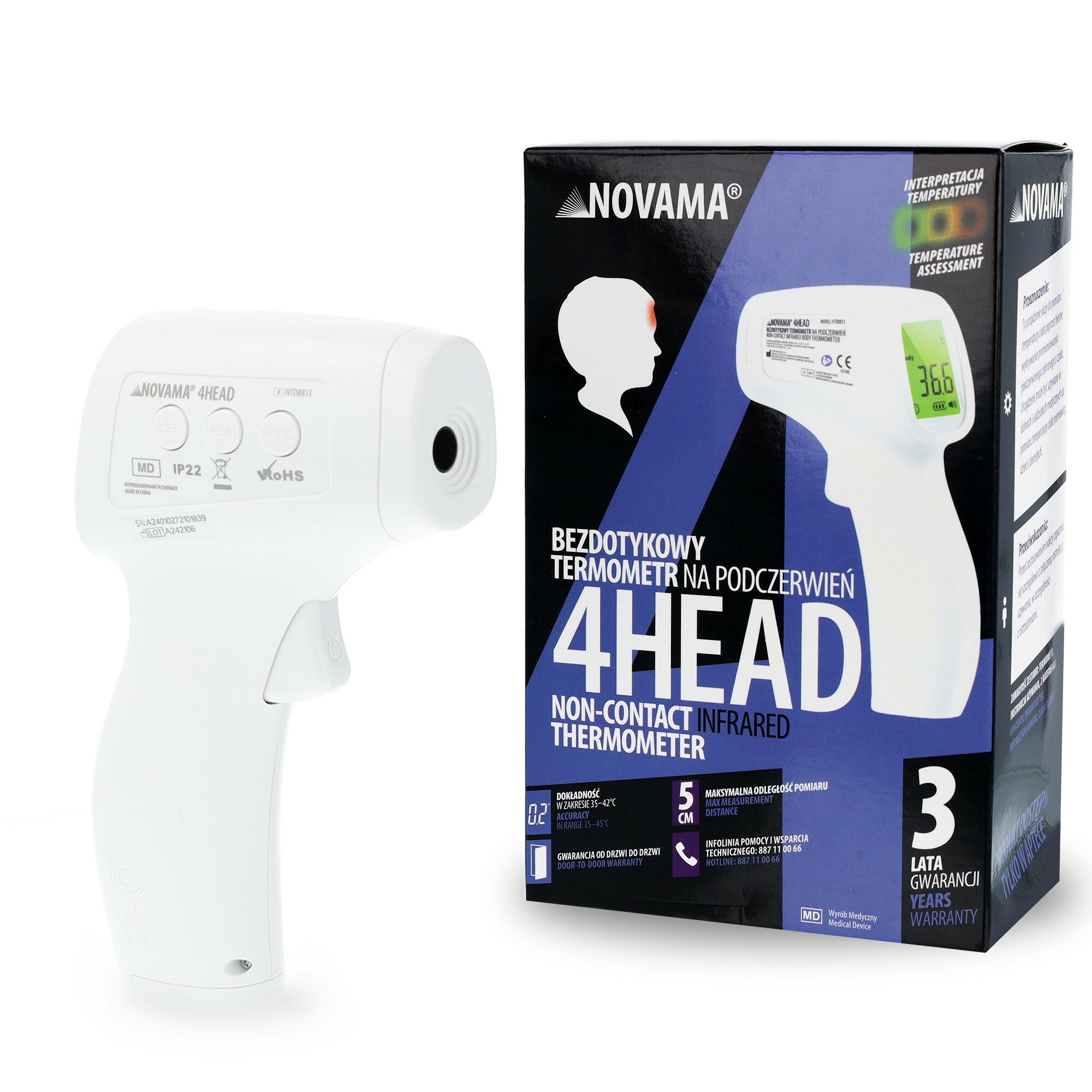26e6e6201b549b48aa53fd2e8cd27019 NOVAMA 4HEAD HTD8813 Profesionálny bezdotykový teplomer – Obrázok 1