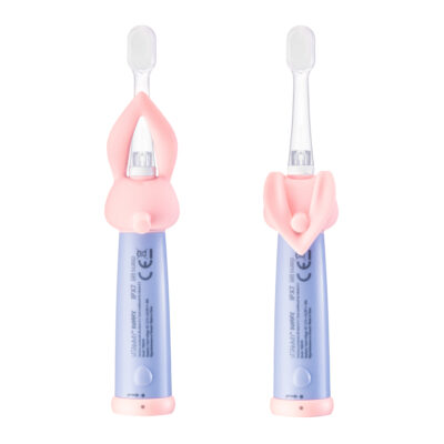 VITAMMY Bunny Sonická zubná kefka pre deti s LED svetlom a nanovláknami, 0-3 roky, ružová – Obrázok 2