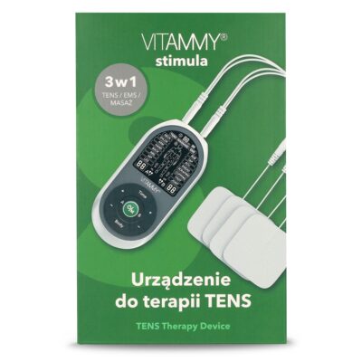 VITAMMY STIMULA Elektrostimulátor svalov, terapia TENS EMS a masáž 3 v 1 + 4 elektródy – Obrázok 2