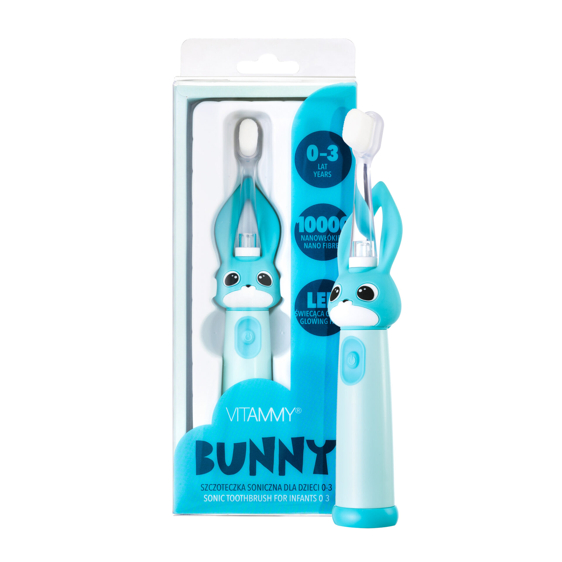 VITAMMY BUNNY sonická zubná kefka pre deti 0–3 roky s LED svetlom