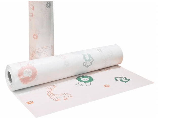 5b28049caf8076fb005d7686d1a1ae60 Aseo Paper Podložka na vyšetrovacie lôžko s detským motívom 50 cm x 50 m, zvieratá – Obrázok 1