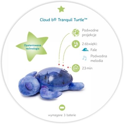 Cloud b® Tranquil Turtle™ Nočné svetielko s melódiou Korytnačka, fialová – Obrázok 3