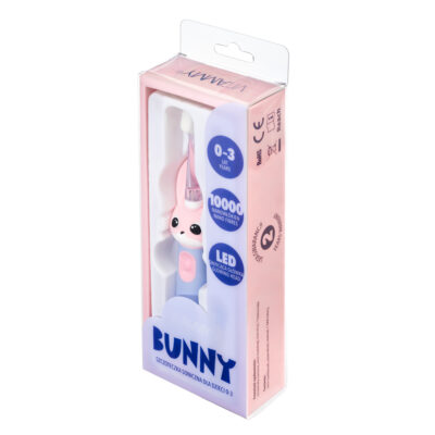 VITAMMY Bunny Sonická zubná kefka pre deti s LED svetlom a nanovláknami, 0-3 roky, ružová – Obrázok 6