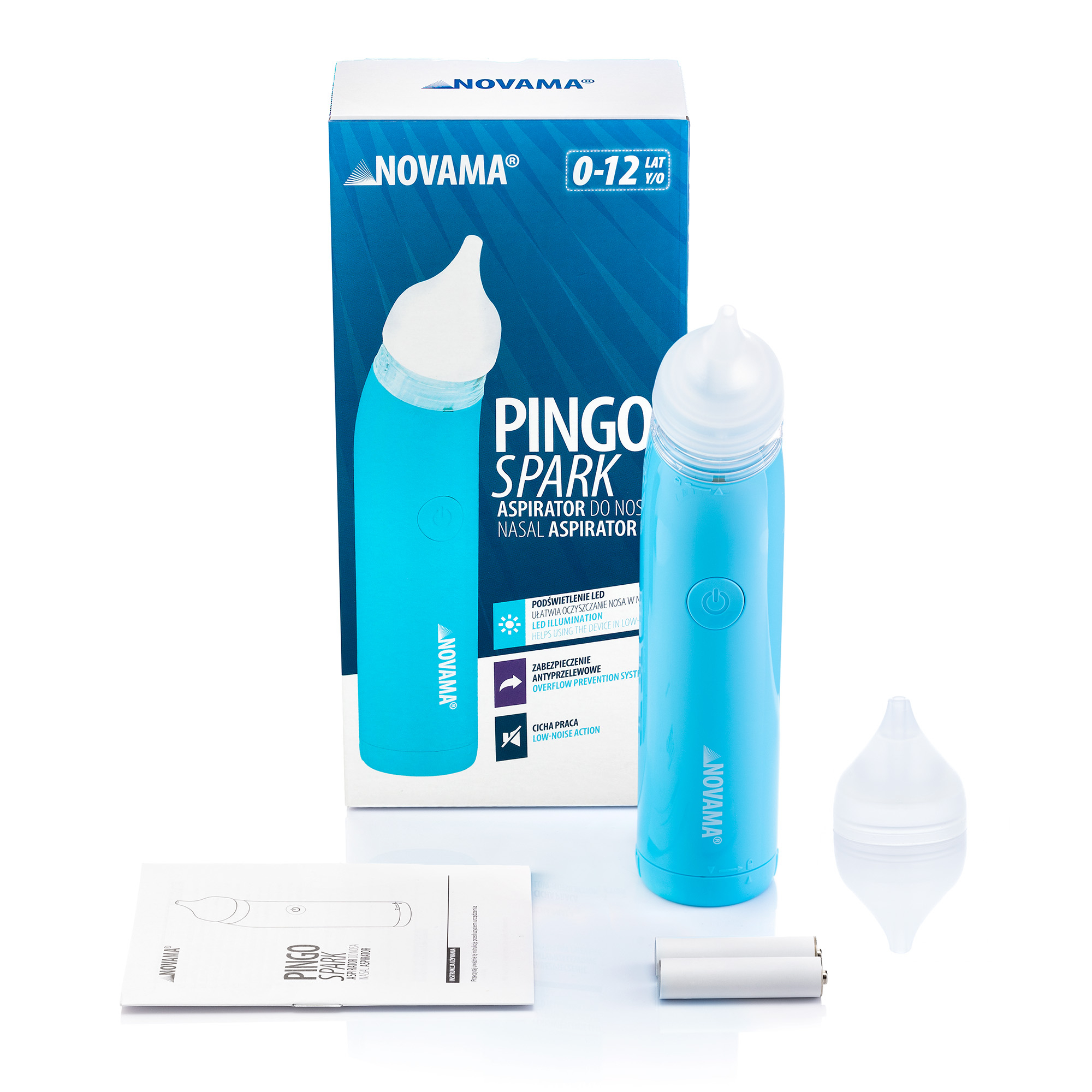 76ae5fdbc051c0e4fc983847ace7bb09 NOVAMA Pingo Spark Blue Nosová odsávačka s osvetlenou špičkou, modrá – Obrázok 1