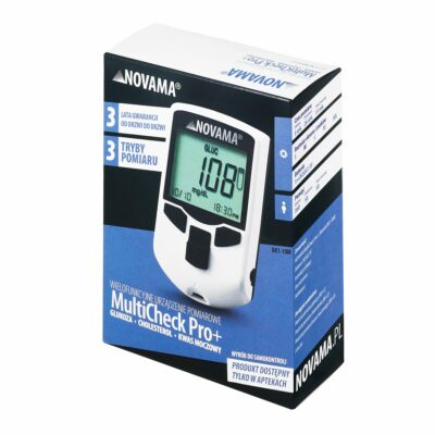 NOVAMA MULTICHECK PRO + Prístroj 3 v 1 na meranie cholesterolu, glukózy, kyseliny močovej – Obrázok 2