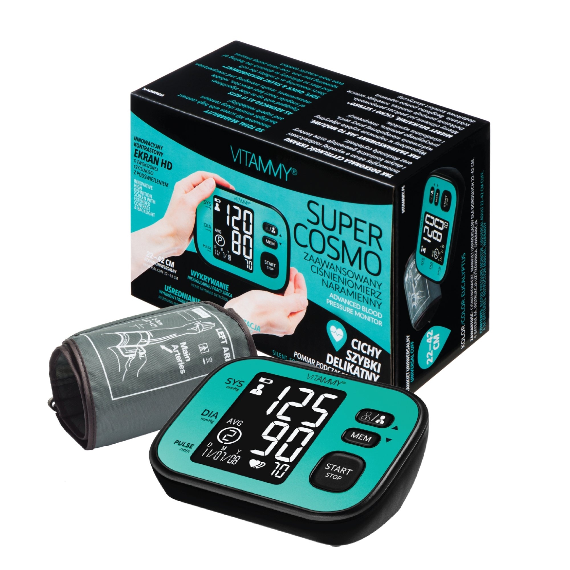 9031b9305d3eb339bfe87224326e01c0 VITAMMY SUPER COSMO ramenný tlakomer, farba eucalyptus – Obrázok 1