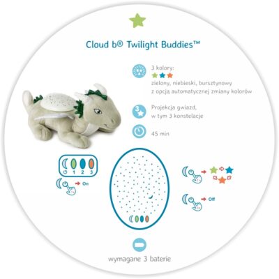 Cloud b® Twilight Buddies™ Dragon Nočné svetielko s projekciou – Obrázok 2